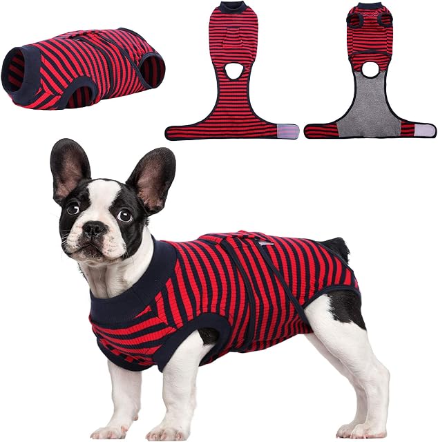 Kuoser Dog Surgery Recovery Suit for After Surgery Female,Professional Pet Recovery Shirt Dog Abdominal Wounds Bandages,Substitute E-Collar & Cone,Prevent Licking Dog OnesiesRed M