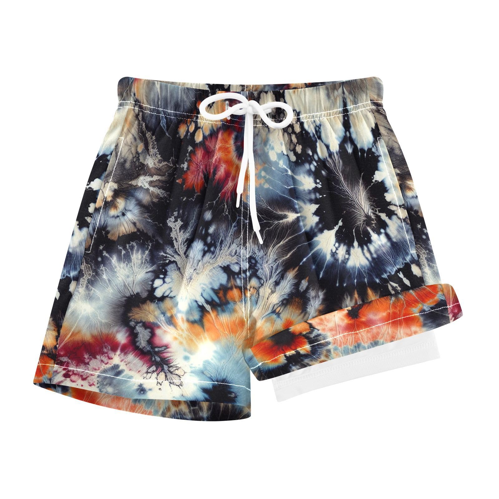 YANENDIE Boy Swim Trunks with Compression Liner Watercolor Ikat Pattern Boys Swim Shorts Quick Dry Beach Shorts