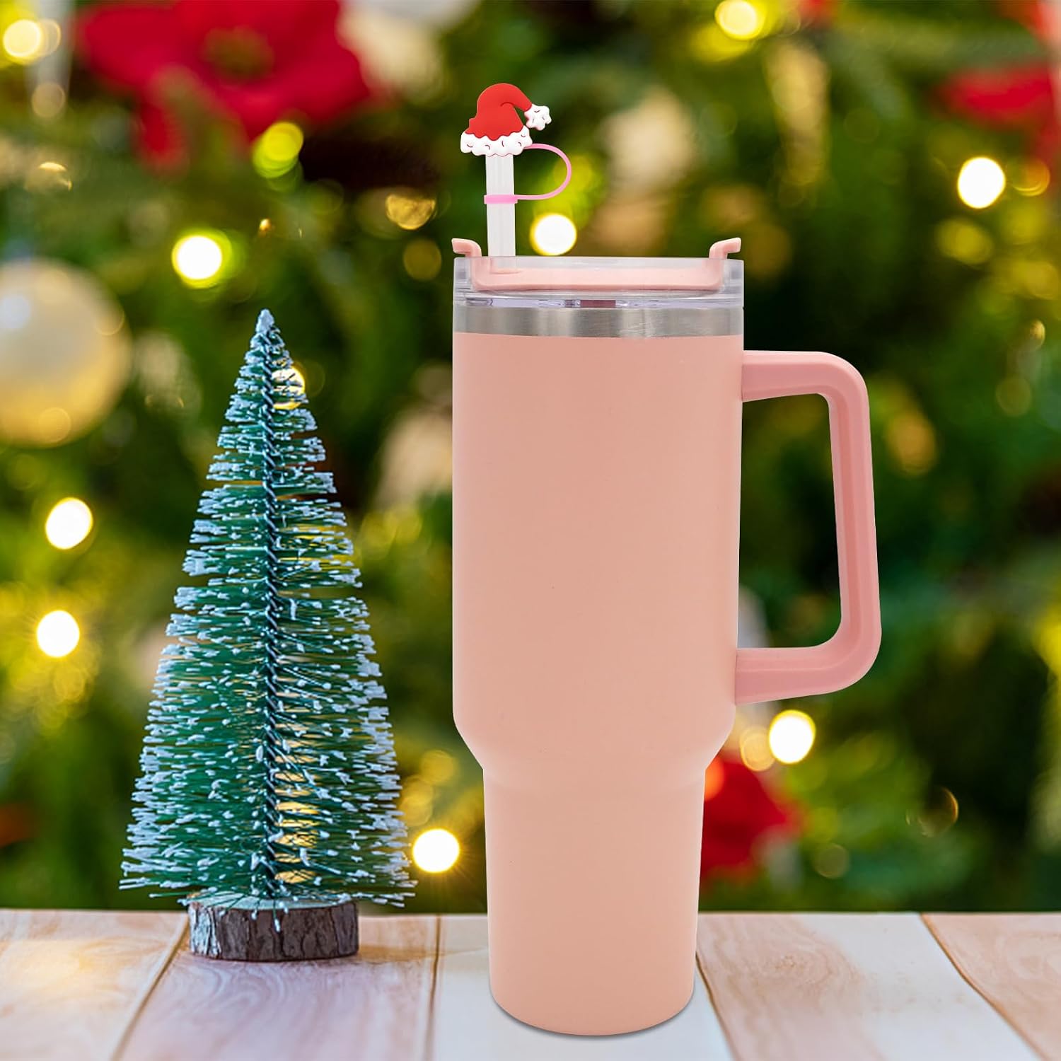 Silicone Straw Covers for Stanley Tumblers - Cute Cap Accessories Compatible with 30 & 40oz Cups (4 PCS10MM Christmas)