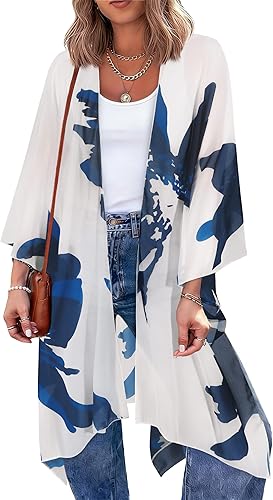 BB&KK Kimonos for Women Swimsuit Coverup Beach Bathing Suit Swimwear Cover Ups Long Loose Chiffon Cardigan Summer