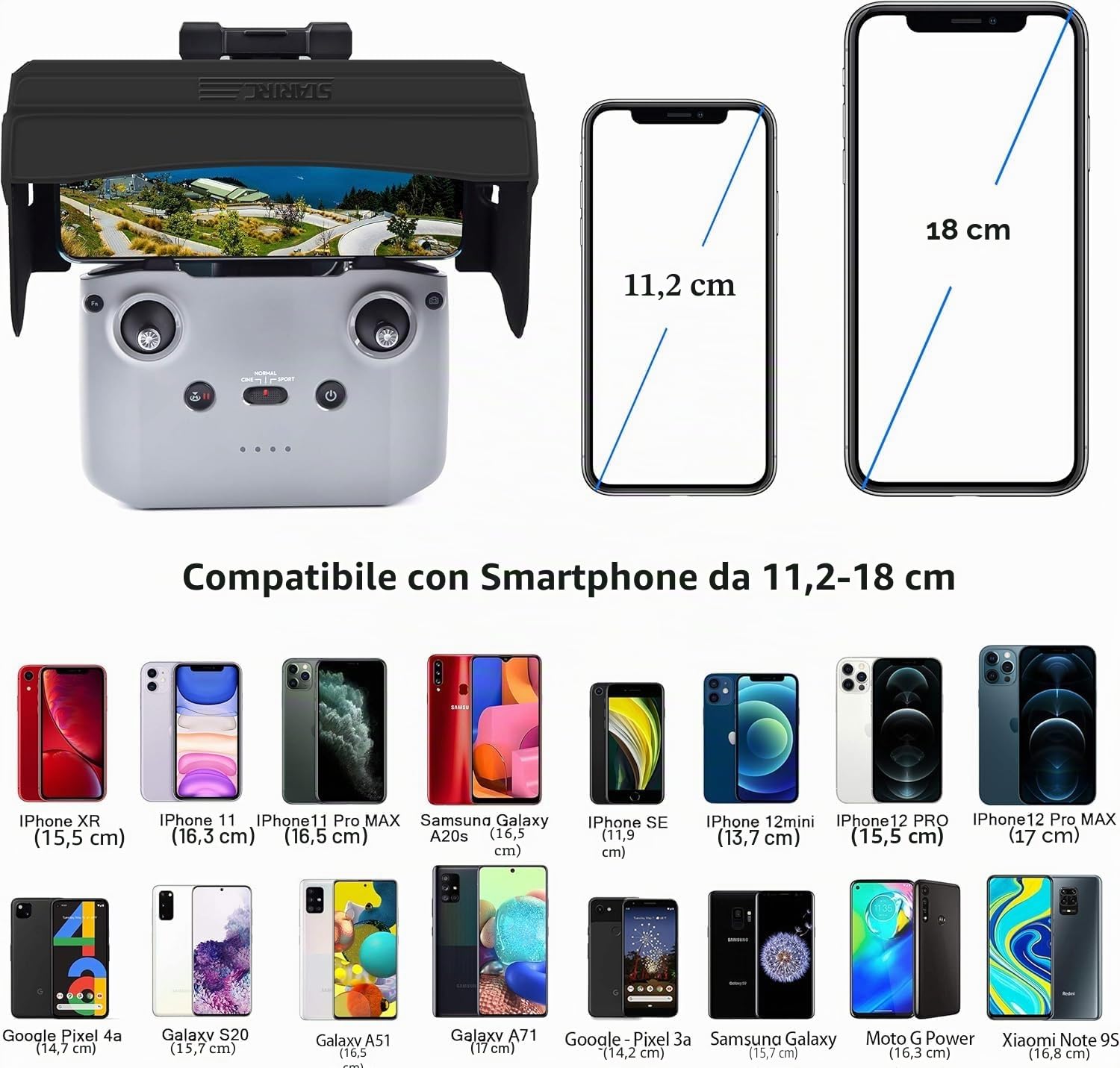 STARTRC Neo 2 RC-N3 RC-N Parasole con cappuccio parasole per DJI Neo 2/ Mini 4K /Mini 2 SE/Mavic 3 Classic Accessori per controller per schermo smartphone da 4,4-7,1 pollici