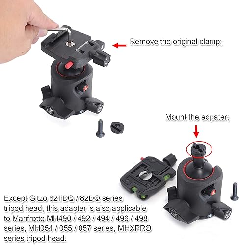 Miniatura 8 de Adaptador de tornillo convertidor de abrazadera de liberación rápida Arca-Swiss para cámara compatible con cabezal de trípode de la serie Gitzo