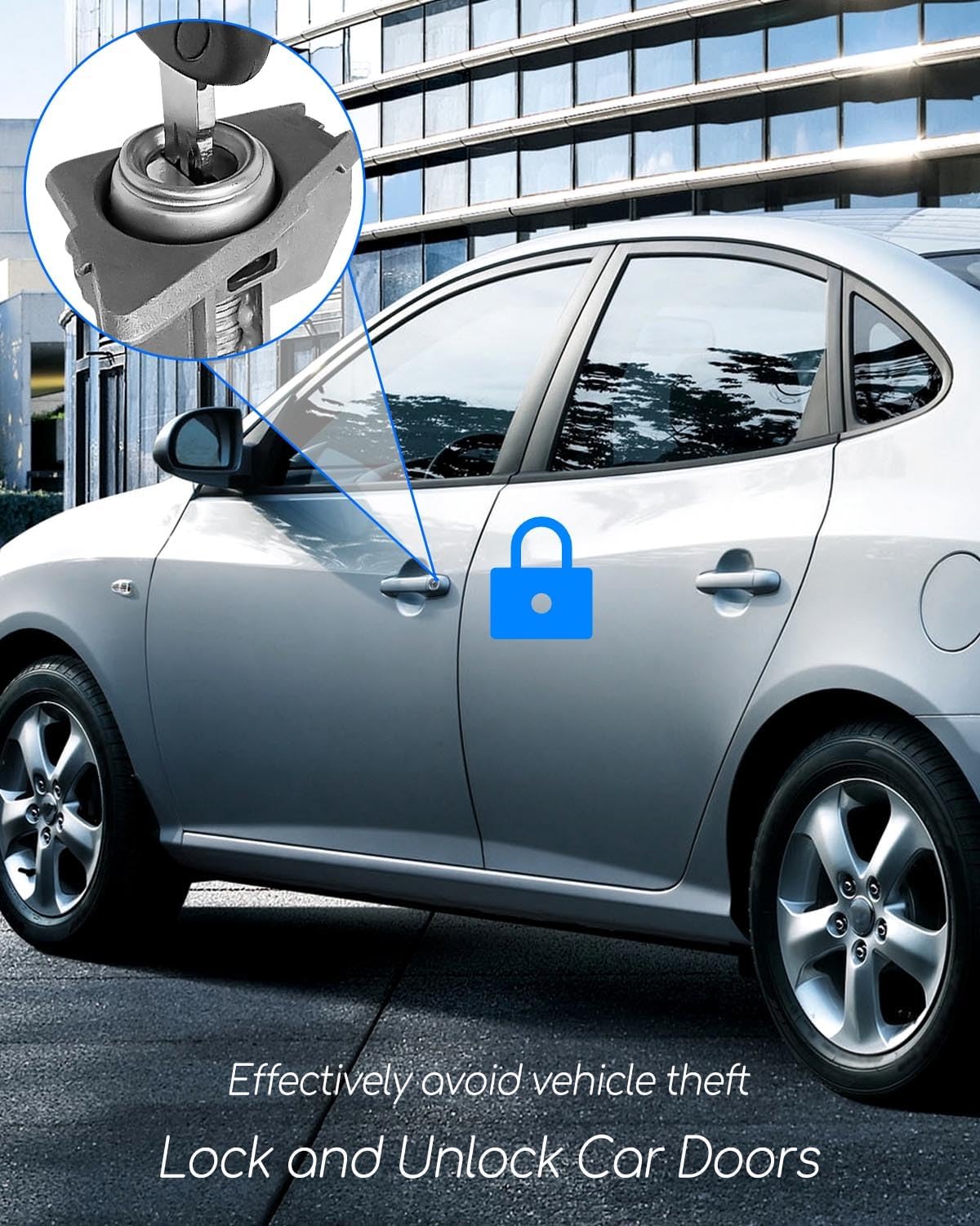 Front Door Lock Cylinder with 2 Keys Fit for Hyundai Elantra 1.8L 2.0L 2011-2016 Driver Side Car Door Locks Set Replace 81970-3XA00 819703XA00