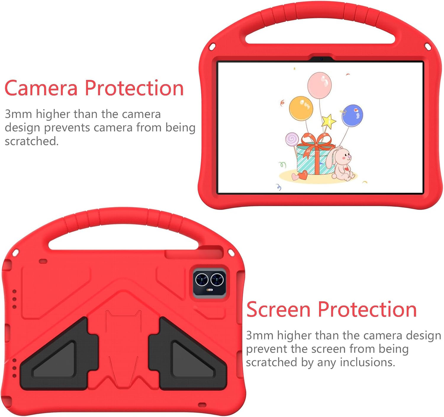 Close-up of ZORSOME Tablet Case showing raised edges for camera and screen protection