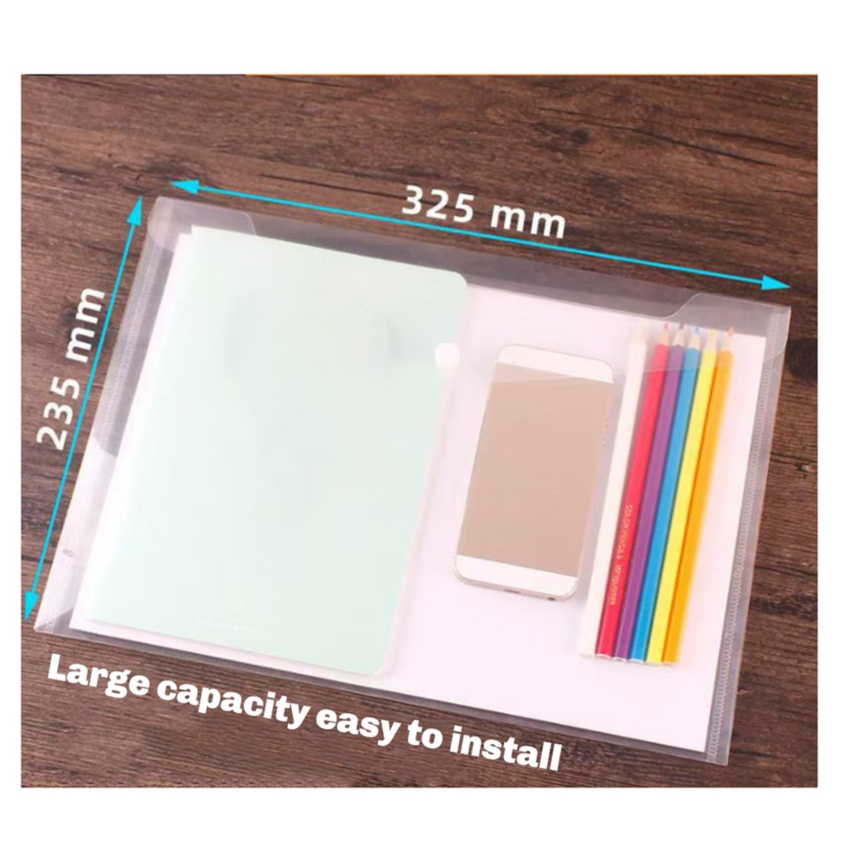 100 Pezzi Cartella Portadocumenti Impermeabile Trasparente con Bottoni, Formato A4, Materiale Plastico Ispessito per Ufficio Scolastico
