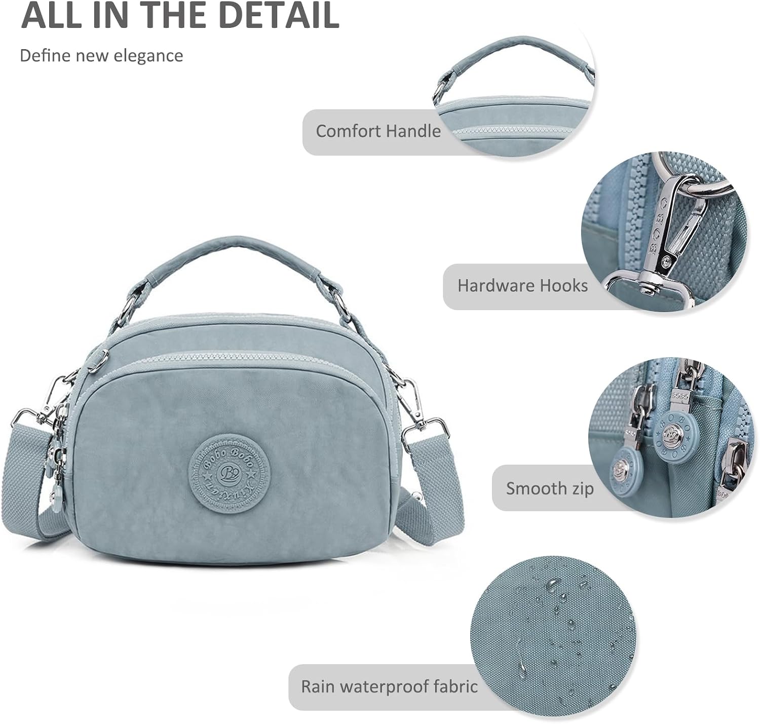 NICOLE & DORIS Women Crossbody Bags Small Handbags Lightweight Shoulder Bag Multi Pocket Messenger Bag Nylon