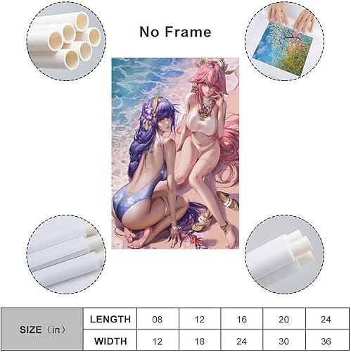 Miniatura 2 de Yae Miko - Póster de anime sexy Boobes Raiden Shogun Figuras de anime sexy, póster de pecho grande, pintura decorativa, lienzo, arte de pared,