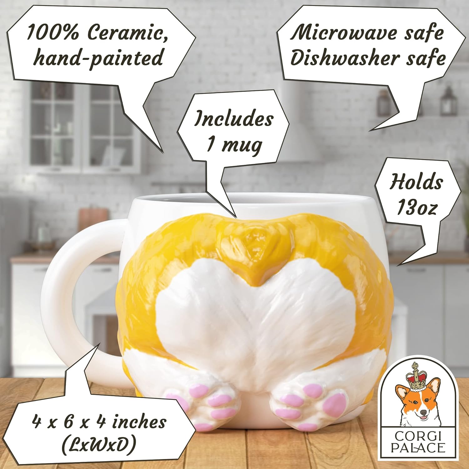 Momo Butt Mug, Best Corgi Gifts for Corgi Lovers, Funny Gifts - Image 5