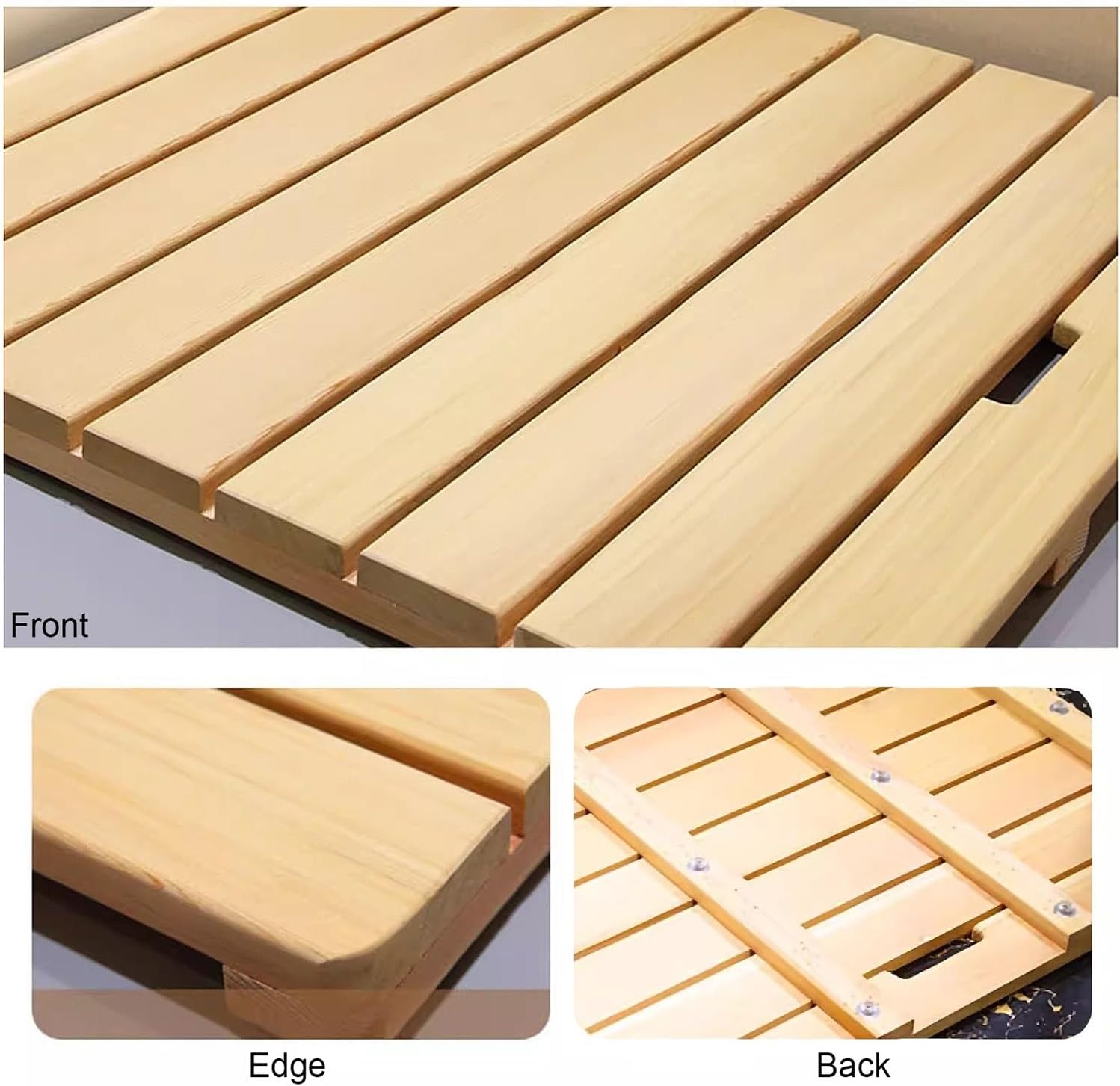 Non-Slip Wood Foot Mat for Shower Room, Wooden Hollow Waterproof Floor Mat, Bath Mat for Bathroom, Pool, Bathtub, Spa, Indoor(80x110cm)