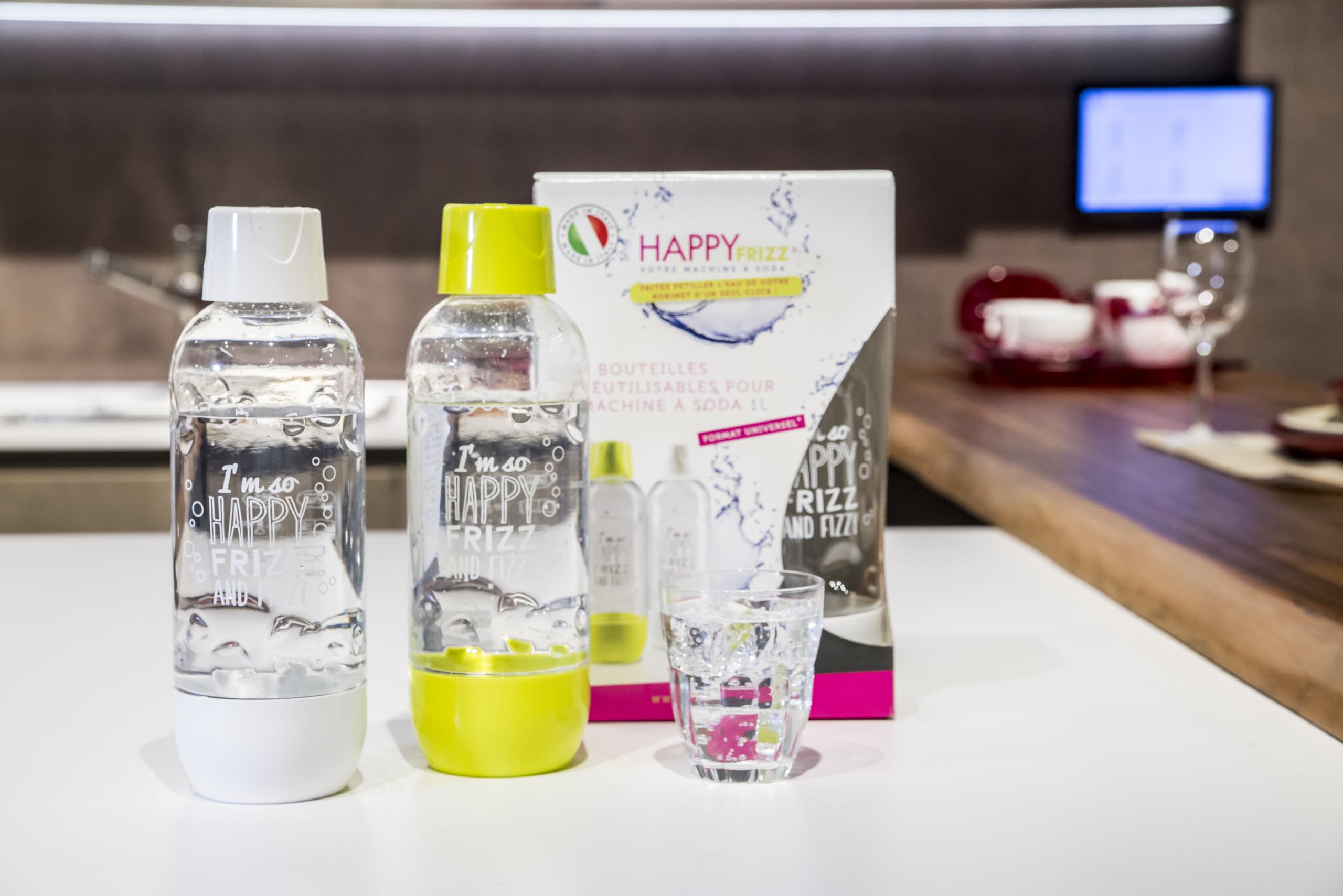 HAPPY FRIZZ Special Pack - 2 bottiglie + bombola addizionale di CO2 (accessori compatibili con ALTRI gasatori - NO modelli attacco CQC)