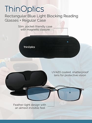 Miniatura 4 de ThinOptics Frontpage - Gafas de lectura para computadora con bloqueo de luz azul y funda de aluminio Milano