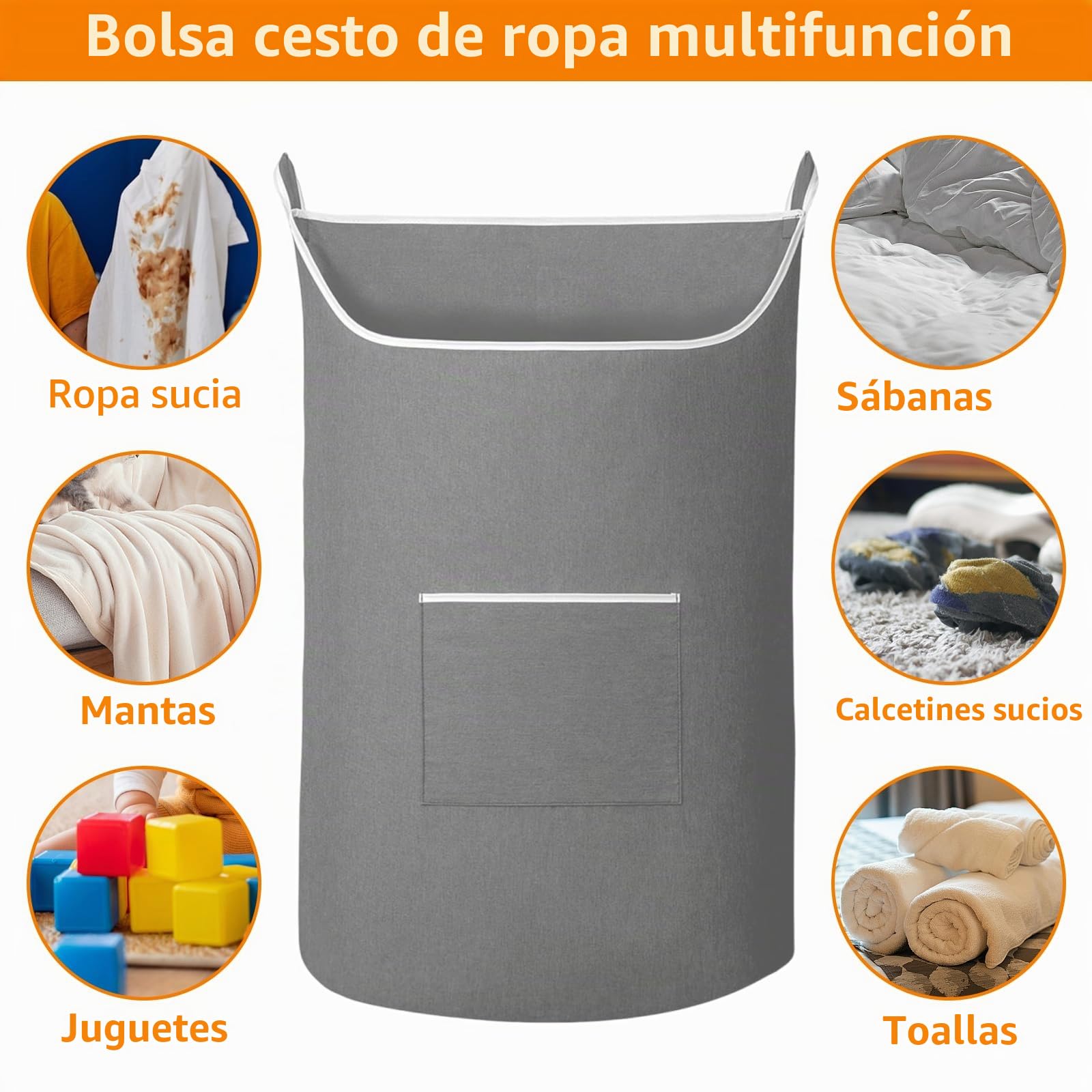 YAYODS 2 unidades de bolsas de lavandería para colgar, 91 x 56 cm, cesta para la colada colgante, cesta para la colada en la pared, color gris, bolsas de lavandería grandes, para colgar la puerta