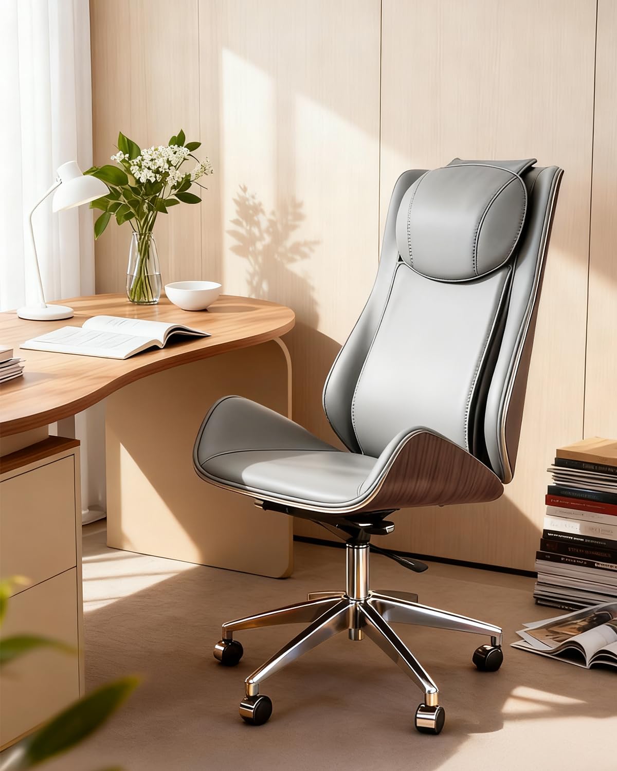 Luxury Office Chair with Aluminum Sturdy Base 6-Point Massage Ergonomic Office Chair 135 Back Support Comfy Desk Big — view 2