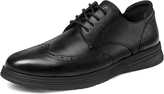 MERIDOS Men's Lightweight Wingtip Oxford Dress Sneakers - Breathable Casual Business Shoes for All-Day Comfort