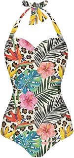 Hresuewn Women Tummy Control One Piece Swimsuits V Neck Push Up Bathing Suits with Supportive Cups