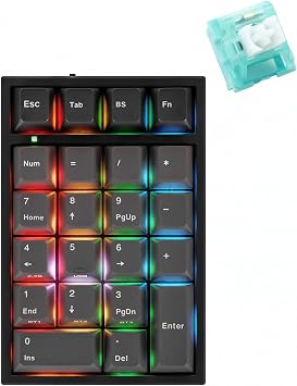 Leopold FC220TP Hotswap Wireless RGB Black Case Ash/White Keycaps Numpad Keyboard KLH Indigo Naturalis Silent