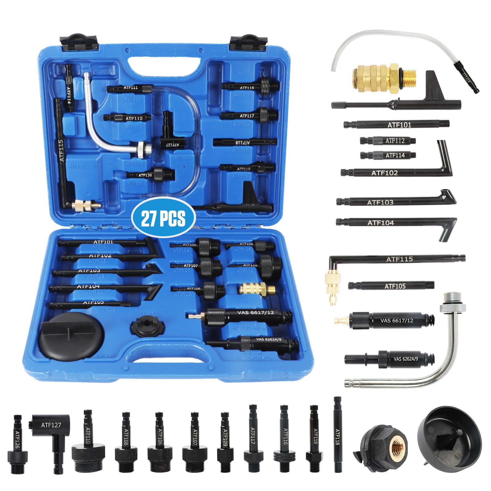 27 Pezzi Adattatore Riempimento Cambio Automatico, PARAOUTIL ATF Adattatore Riempimento, Adattatore del Fluido di Trasmissione Automatica Compatibile con Ford, con BMW, con VW, con Audi ecc.