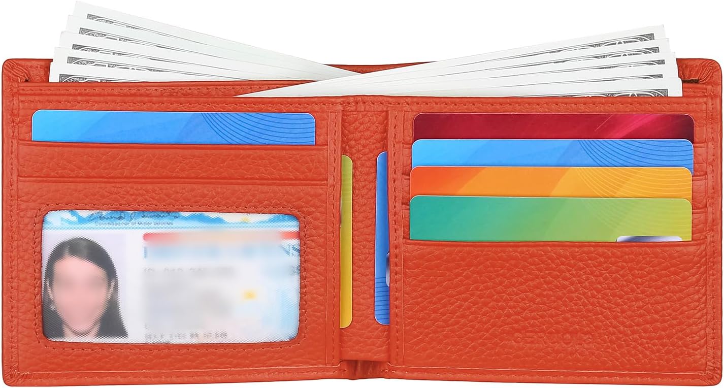 Ultra Slim Small RFID Wallet for Women, Leather Tiny Thin Bifold Pocket Ladies Wallet Short Wallets for Women (Orange) - Image 3