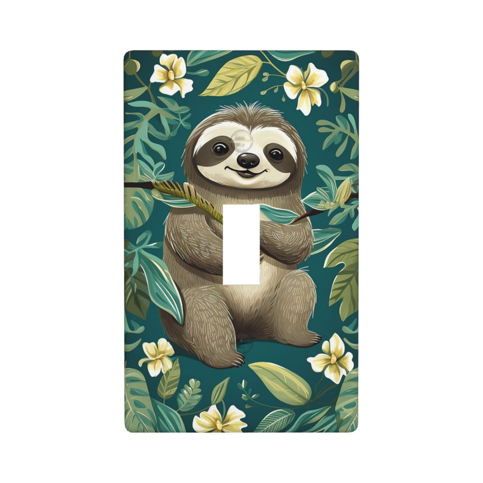 1-Gang Decorator Wall Plate Adorable Sloth Light Switch Cover Single Toggle Receptacle Outlet Wall Plate 4.5" x 2.8" Wallplate Unbreakable Polycarbonate Outlet Faceplates Covers