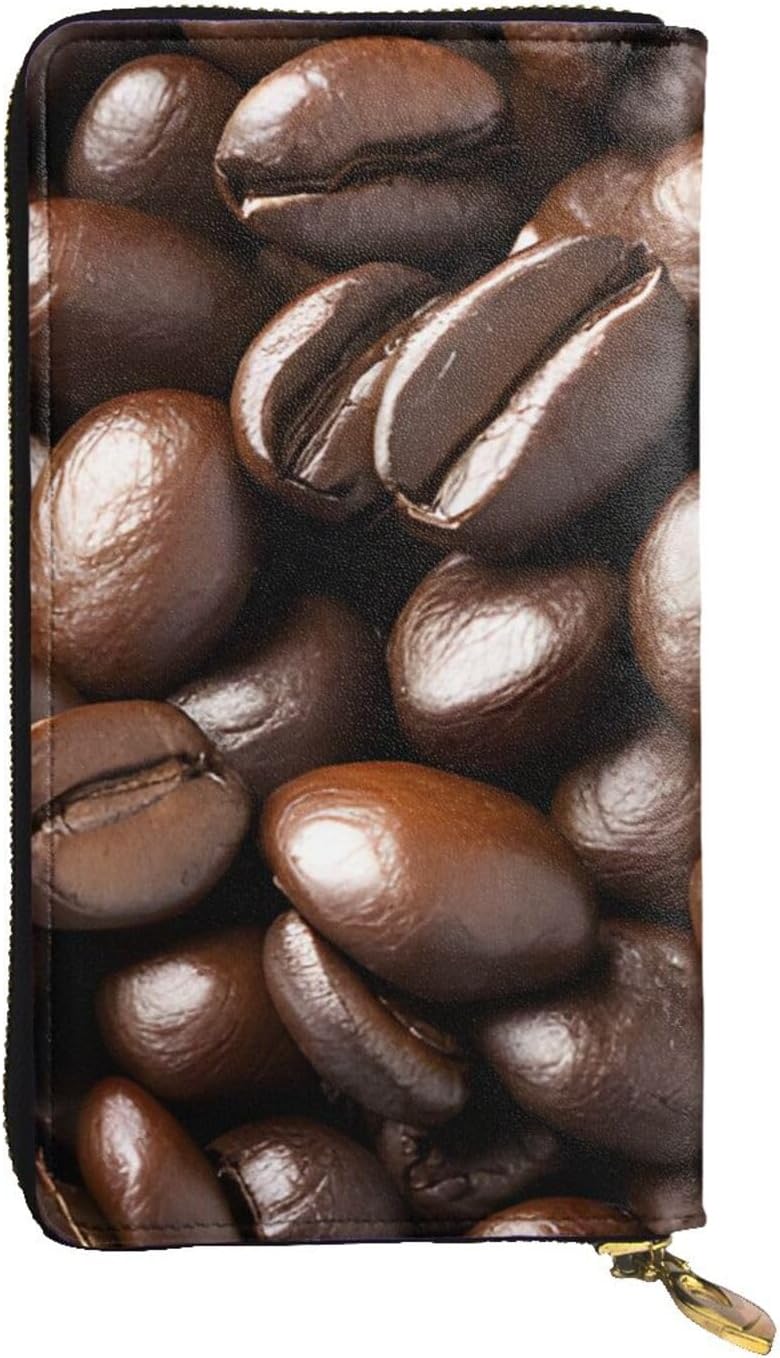 Ultra Fiber Leather Long Handheld Funny Roasted Coffee Bean Wallet, Suit For Daily Use By Men And Women, Can Store Banknotes, Credit Cards, Coins.