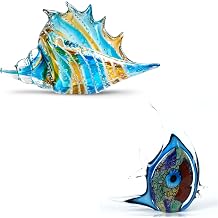 EUSTUMA Hand Blown Glass Conch Fish Figurines,Sea Animal Ornament for Home Decor,Sea Animals Collection for Birthday Gift,Glass Seashell