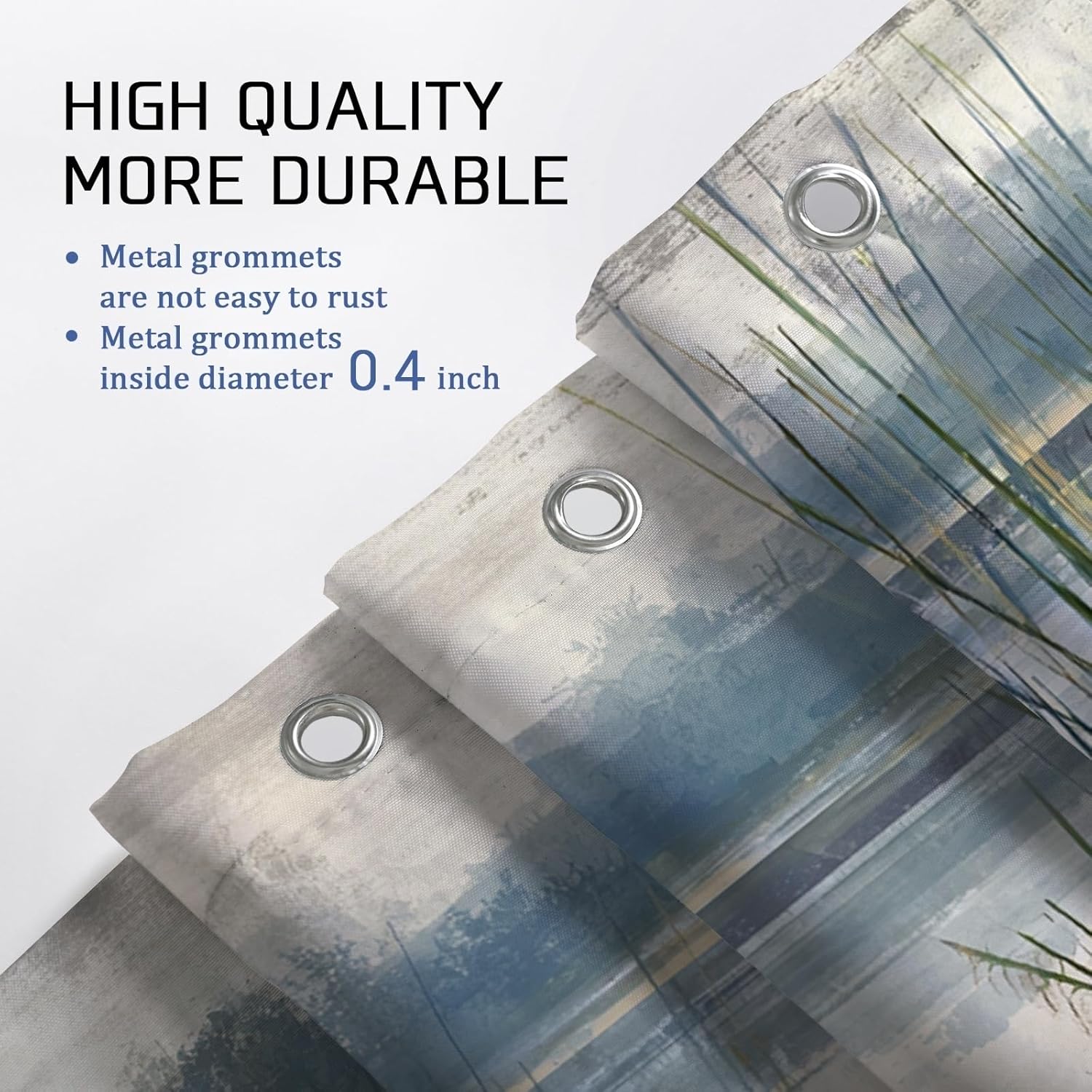 4Pcs Watercolor Heron Shower Curtain Set, Blue Green Nature Bath Mat Rugs Accessories for Bathroom Decor, Spring Modern Waterproof Fabric Shower Curtain Set with Hooks 72x72 Inch
