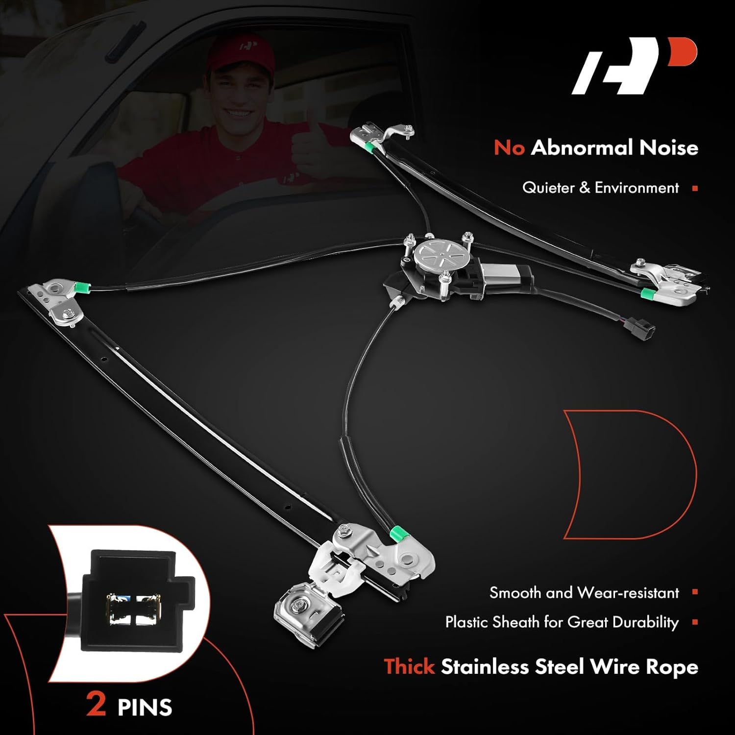 A-Premium Front Right Power Window Regulator with Motor Compatible with Dodge Caravan 2004-2007, Grand Caravan 2004-2007 & Chrysler Town & Country 2004-2007, Front Passenger Side