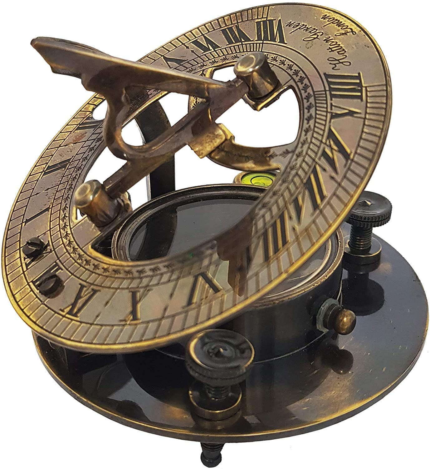Sundial Brújula de latón – Brújula grande de 5 pulgadas en funda de cuero de grado superior calibrado de regalo vintage (grabado con caja de madera)