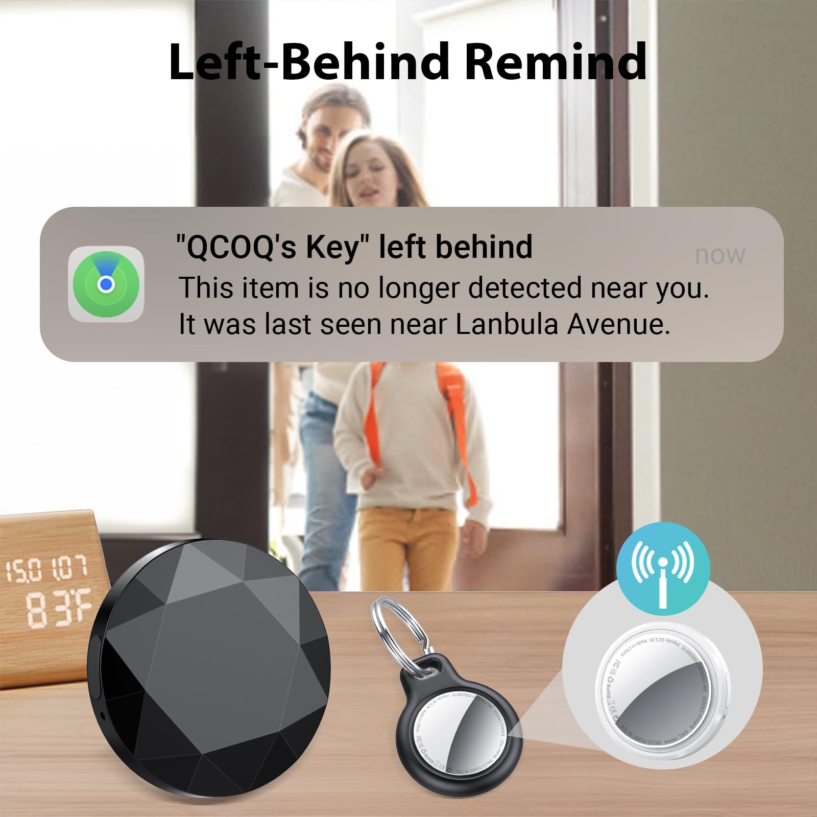 Air Tracker Tag, Smart Tag Compatibile con Apple Dov'è (Solo iOS), Localizzatore Chiavi con Custodia Protettiva/Portachiavi, Trova Oggetti per Valigie/Bagagli/Portafogli, Batteria Sostituibile 3 pezzi