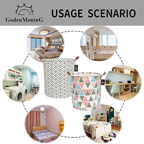 Miniatura 3 de GodenMoninG - Cesta de almacenamiento rectangular de 25 litros de lona impermeable con asas organizador de juguetes plegable cestas de estante de