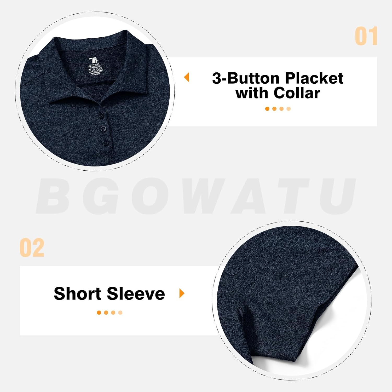 BGOWATU Women's Polo Shirts Golf Tennis Shirts Short Sleeve 3 Buttons Collared Casual Top UV Sun Protection Dry Fit - Image 6