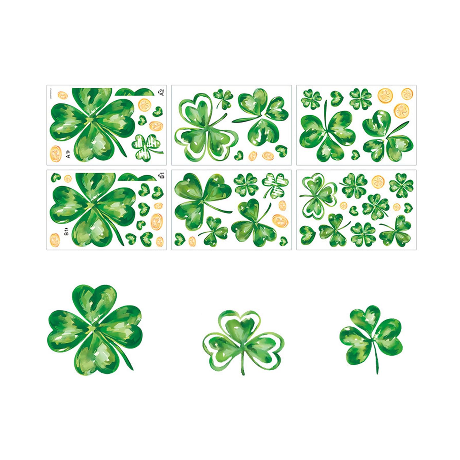Tsophreniq PVC Decal Clings Patrick ' s Day Decorations Sticekrs with Shamrocks Leprechaun Pattern for Window Glass Door Decors Irish Themed Party Decors
