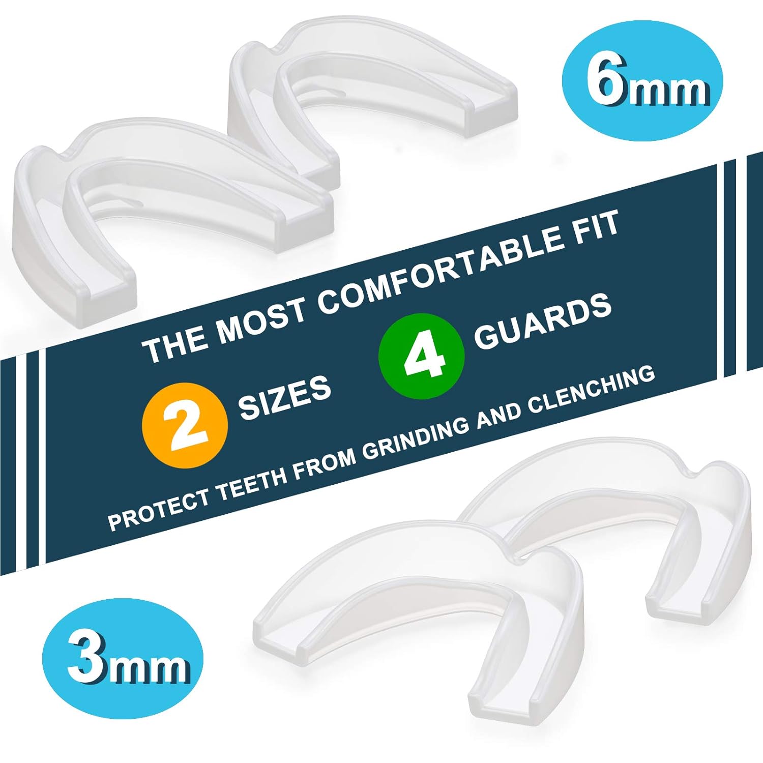 ARGOMAX - Pack of 4 Moldable Mouth Guard for Teeth Grinding Clenching Bruxism, Sport Athletic, Whitening Tray, Anti Grinding Custom Fit Dental Guards - 2 Sizes, Including 1 Storage Travel Case : Beauty & Personal Care