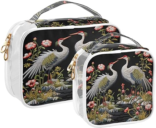 Chinese Cranes Flowers Clear Toiletry Bag for Traveling,2 Pack Makeup Cosmetic Bag with Zipper,Travel Bag for Toiletries,Travel Essentials 21214995 disponible en Yaxa Venezuela