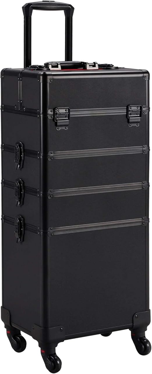 Yaheetech 4 in 1 Professional Makeup Train Case Aluminum Cosmetic Case