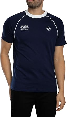 Sergio Tacchini Men's Ghibli Davis T-Shirt, Maritime Blue/Adrenaline Rush/White