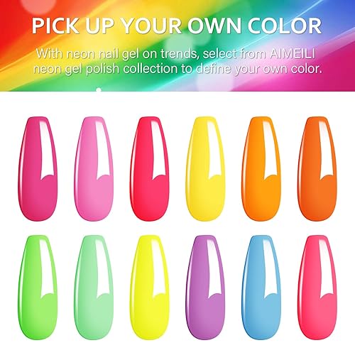 Miniatura 2 de AIMEILI Hema Free - Juego de esmaltes de uñas de gel, libre de crueldad, vegano, colección neón, 12 colores, rosa intenso, azul, amarillo, verde,
