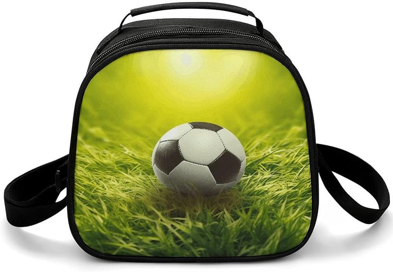 Bolsa de almuerzo de fútbol sobre hierba Bolsa de almuerzo Bolsa más fresca | Fiambrera aislada con cremallera y asa fuerte, hebilla ajustable, fácil de plegar y almacenar para uso diario, viajes, picnic