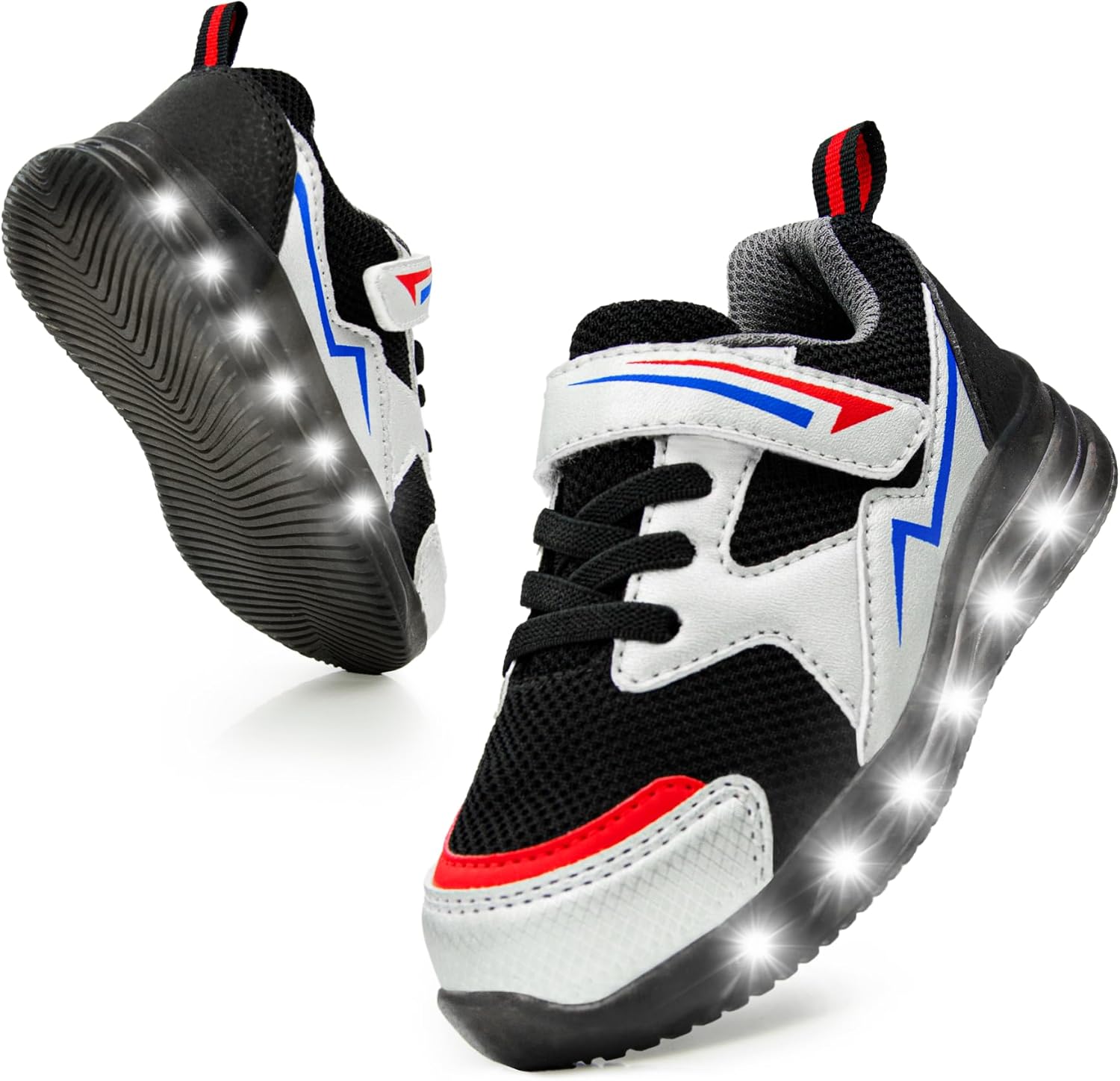 SKYWHEEL Toddler Girls Boys Light up Shoes LED Flashing Lightweight Mesh Breathable Walking Sneakers for Toddler and Little Kids Running