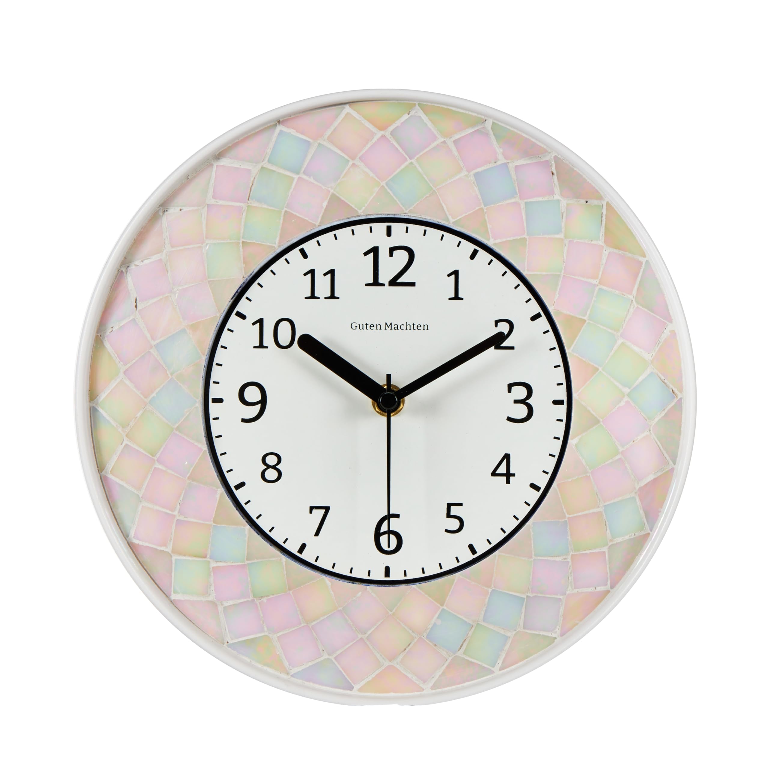 Horloge murale mosaïque multicolore de 30cm, design artistique chic