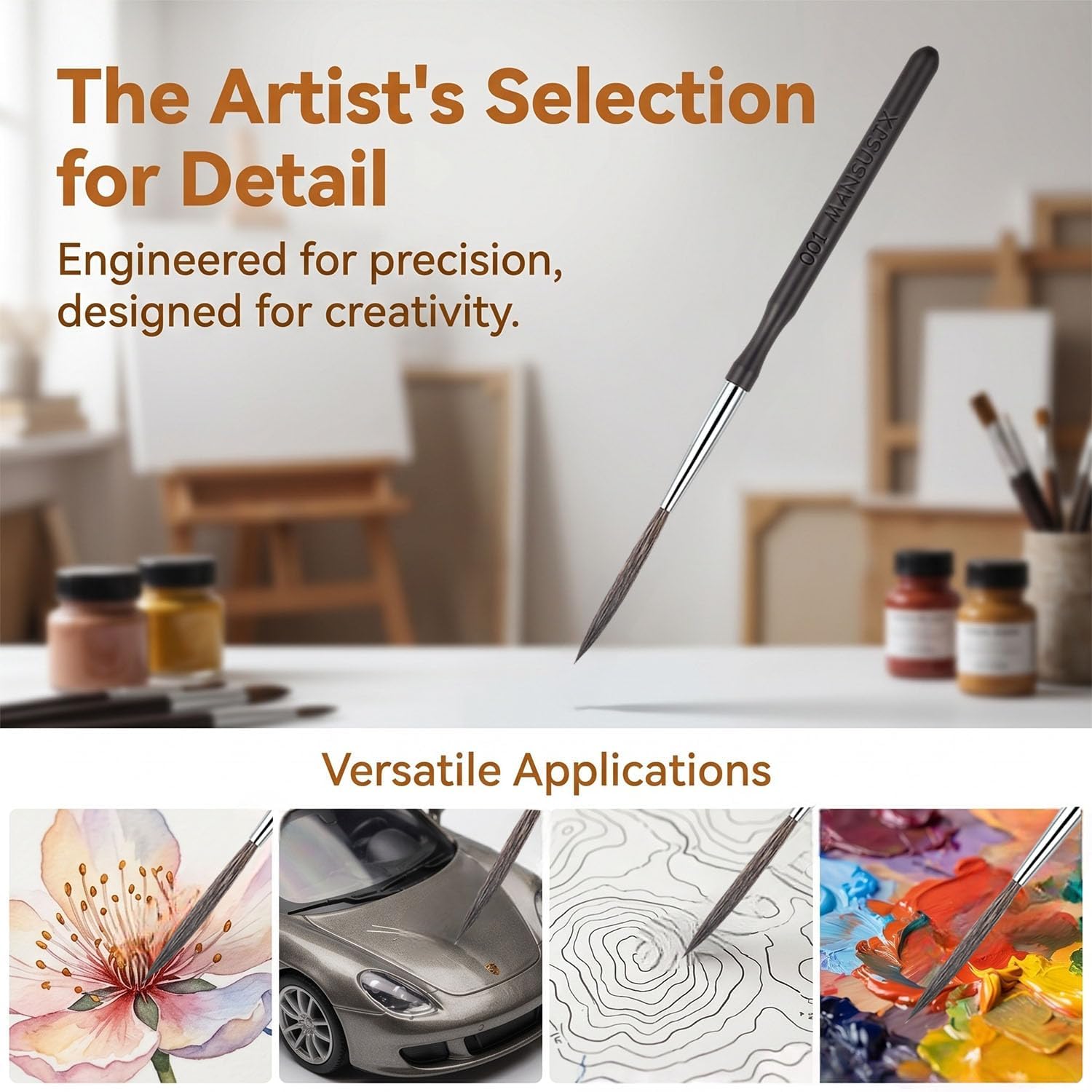 Long Liner Brushes,4 PCS High Performance Script Pinstripe Brushes, Scroll Writer Pinstriping Brush Kit for Watercolor Acrylic