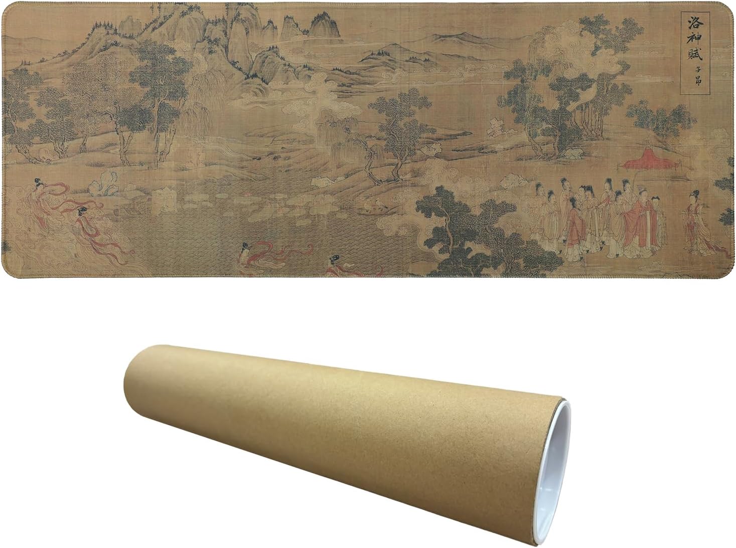 Chinese Style Famous Art Mouse Pad, 31.5x12 Inches Non-Slip Rubber Base, Waterproof Desk Mat for Office & Gaming (Extended XX-Large, Ode to The Luo River Goddess (Chinese Myth Painting))