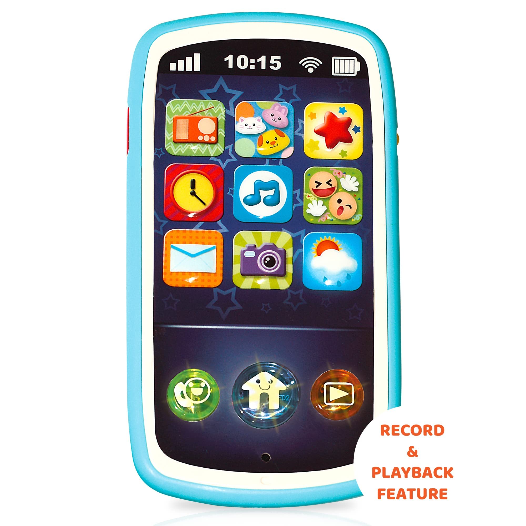 Juguete para teléfono de bebé con funciones de grabación y reproducción, musical, interactivo y educativo para teléfono celular con 12 botones de luz inteligente – teléfonos de aprendizaje para niños de 6 meses – Certificado ASTM 8