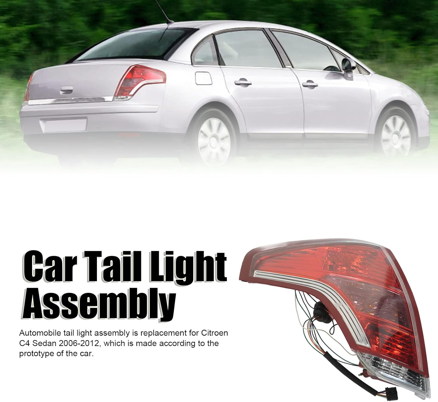 Bright Light Automobile Tail Light Assembly Driver Passenger Side Taillights Tail Lights for Citroen C4 Sedan 2006 to 2012 (6350Z6(left))