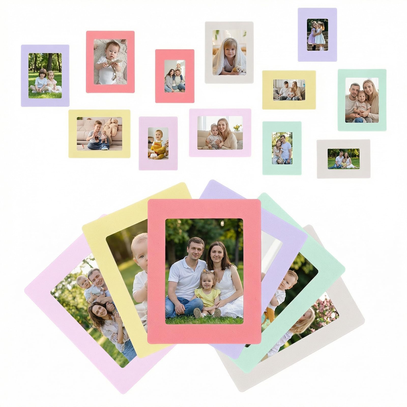 12PCS Colorful Magnetic Picture Frames for Refrigerator, Magnetic Photo Frames for Fridge, Home, Office, School, Locker, Display (4.8x6.3 Inch + 4.6x3.3 Inch, Red, Purple, Blue, Yellow, Beige, Green)
