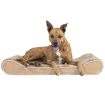 Furhaven Pet Minky Plush & Velvet Luxe Lounger Orthopedic Pet Bed, Camel, Large