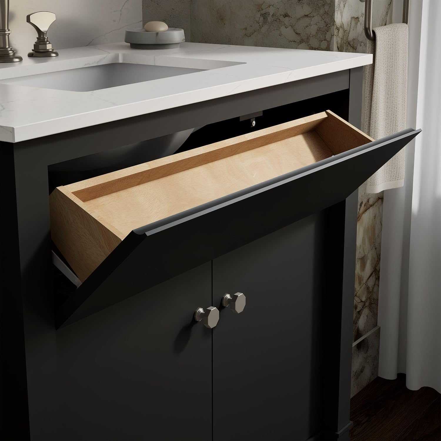 Kohler 33266-DWG Alouette™ 36" Bathroom Vanity Cabinet with Sink and Quartz top, Ferrous Grey