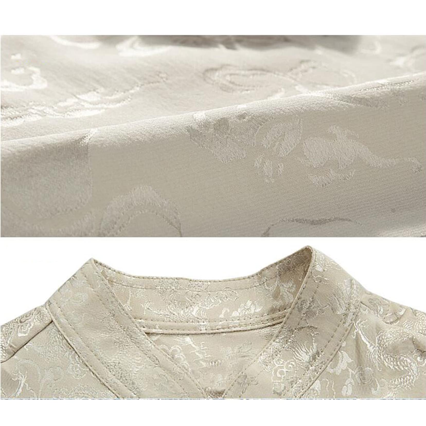 Chinesische traditionelle Kurzarm Tai Chi Uniformen Kung Fu Kleidung Herren orientaler Kung fu chinesischer Anzug Beige-L