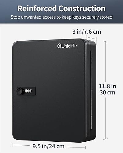 Miniatura 2 de Uniclife Gabinete de llaves de 100 posiciones con cerradura de combinación reiniciable, caja de almacenamiento de seguridad digital negra,