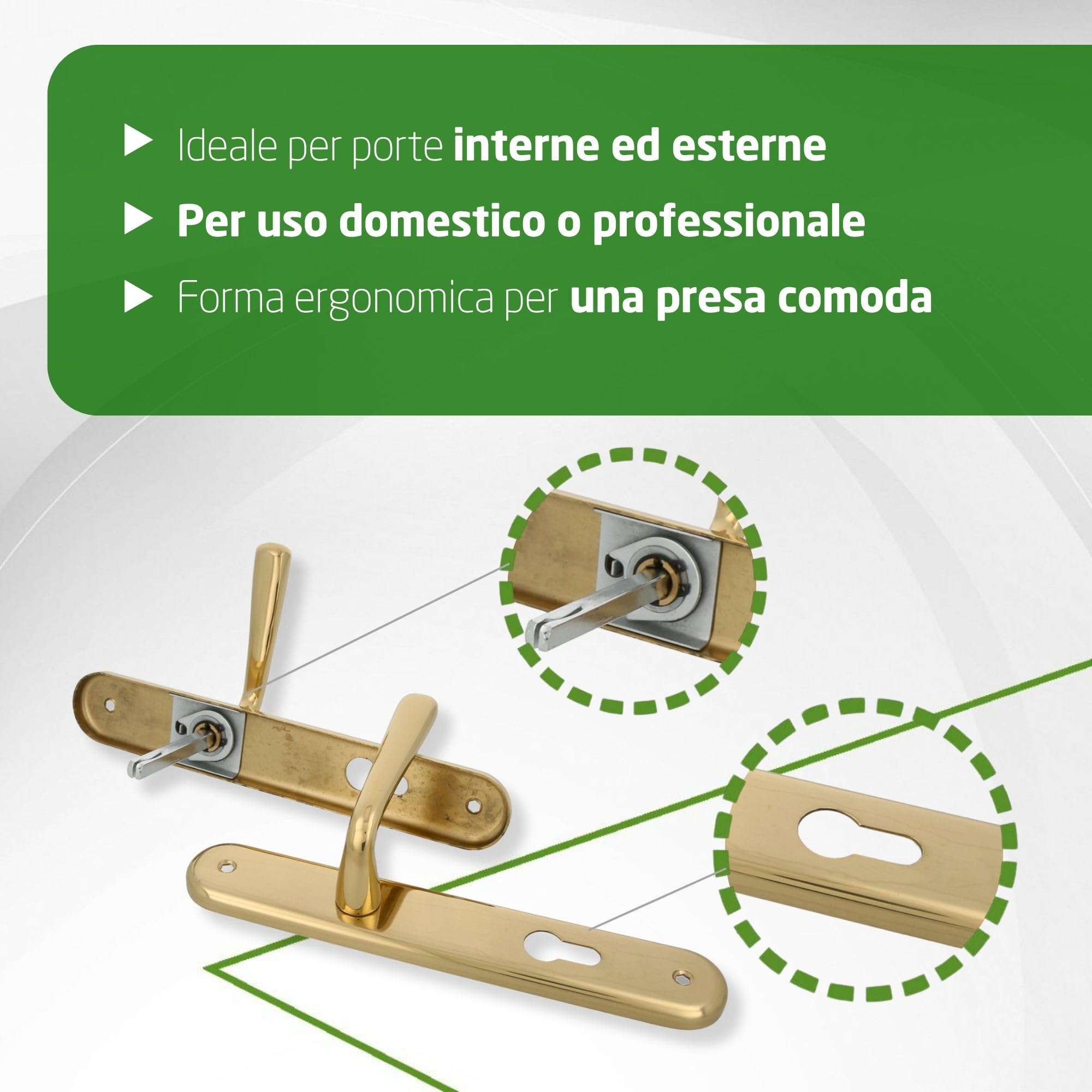 Amig - Set di Maniglie in Ottone - Modello 252 - Misura: 250 x 40 mm - Quadrato 8 mm - Finitura: Lucido